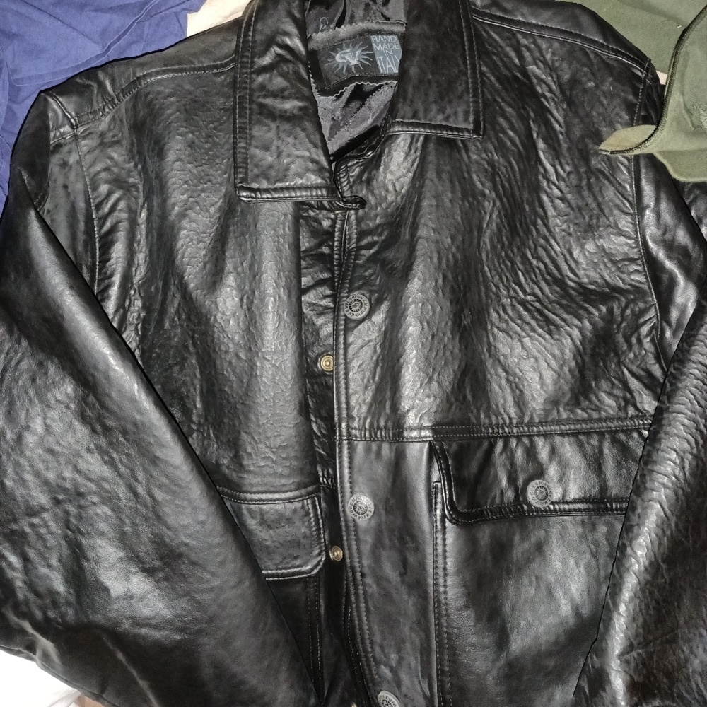 GV Emporio Button Doen Male Leather Bomber